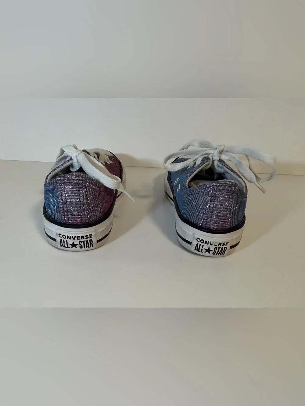 Converse Sparkle Sneakers Lace Up Shoes Holographic Purple Blue Juniors Girls 13